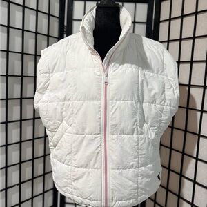 FP Movement White Quilted Vest with Pink Zipper